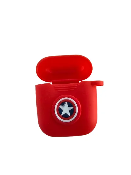 Coque silicone Airpods 1/2 Marvel Captain America Shield Rouge