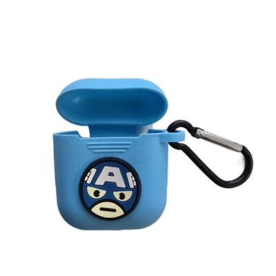 Coque silicone Airpods 1/2 Marvel Captain America bleu