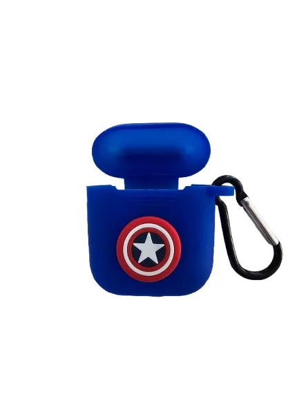 Coque silicone Airpods 1/2 Marvel Captain America Shield Bleu